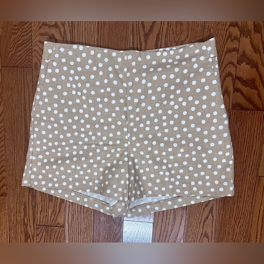 Ann Taylor High Waist Tan Polka Dot Shorts